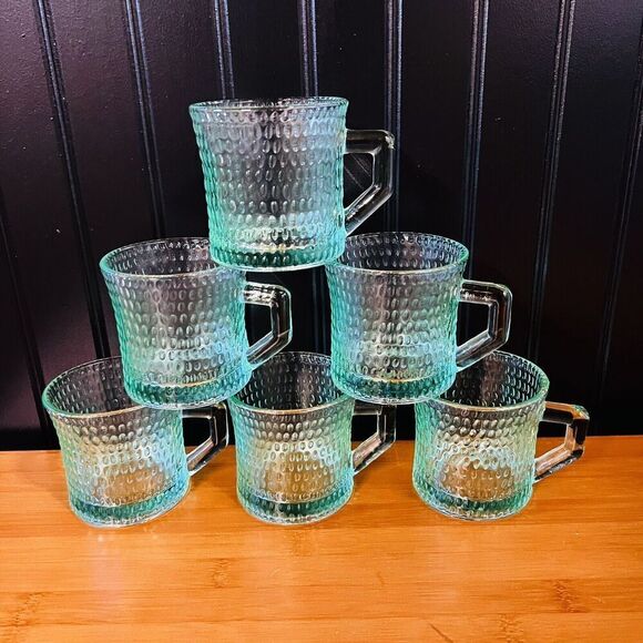 Anchor Hocking | Dining | 6 Vintage Anchorhocking Green Dimpled Coffee ...